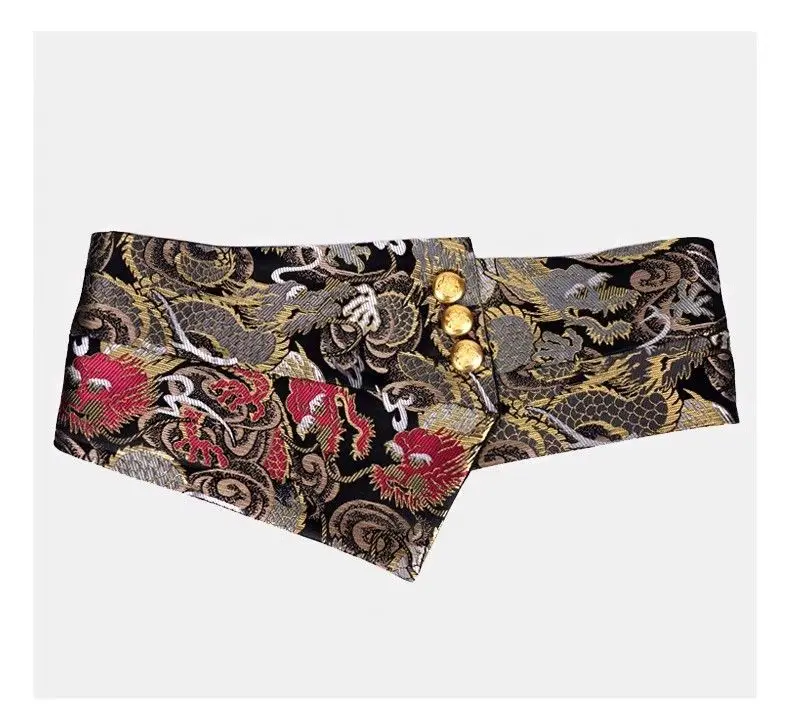 Черный парчовый пояс с драконом и фениксом - Фотография_6