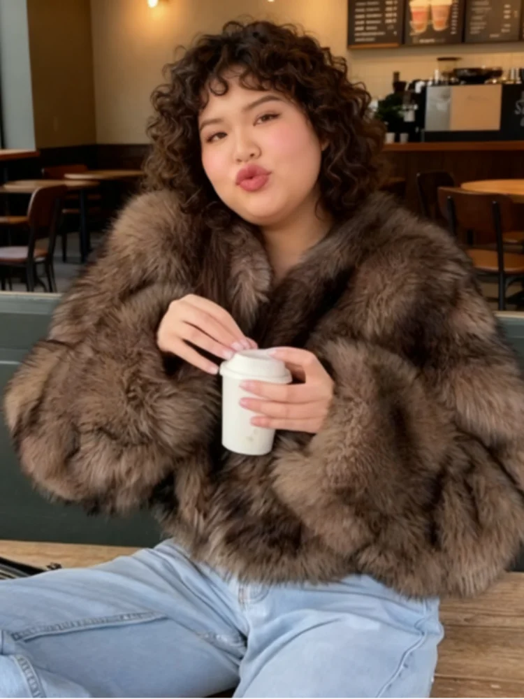 Роскошное короткое пальто из искусственного норки - Фотография_5