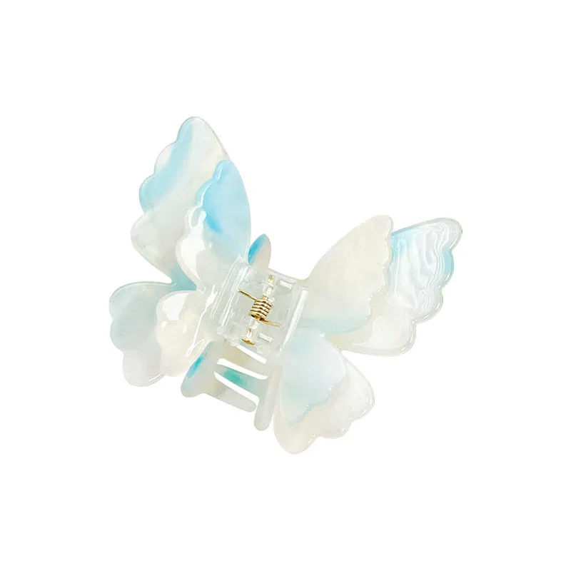 Модный блестящий ацетатный зажим для волос с двойной бабочкой - Фотография_6