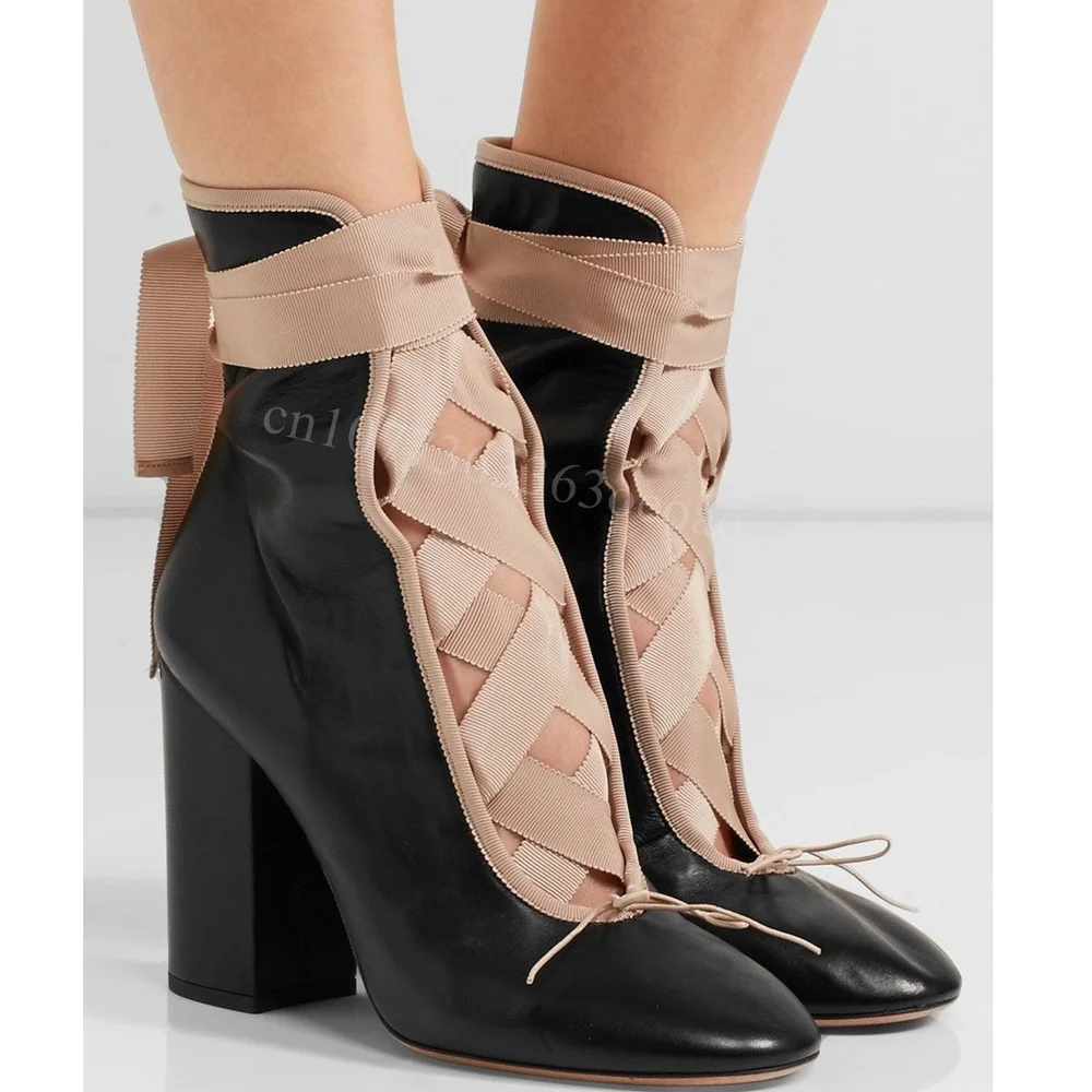 Ботильоны с острым носком и перекрестной завязкой