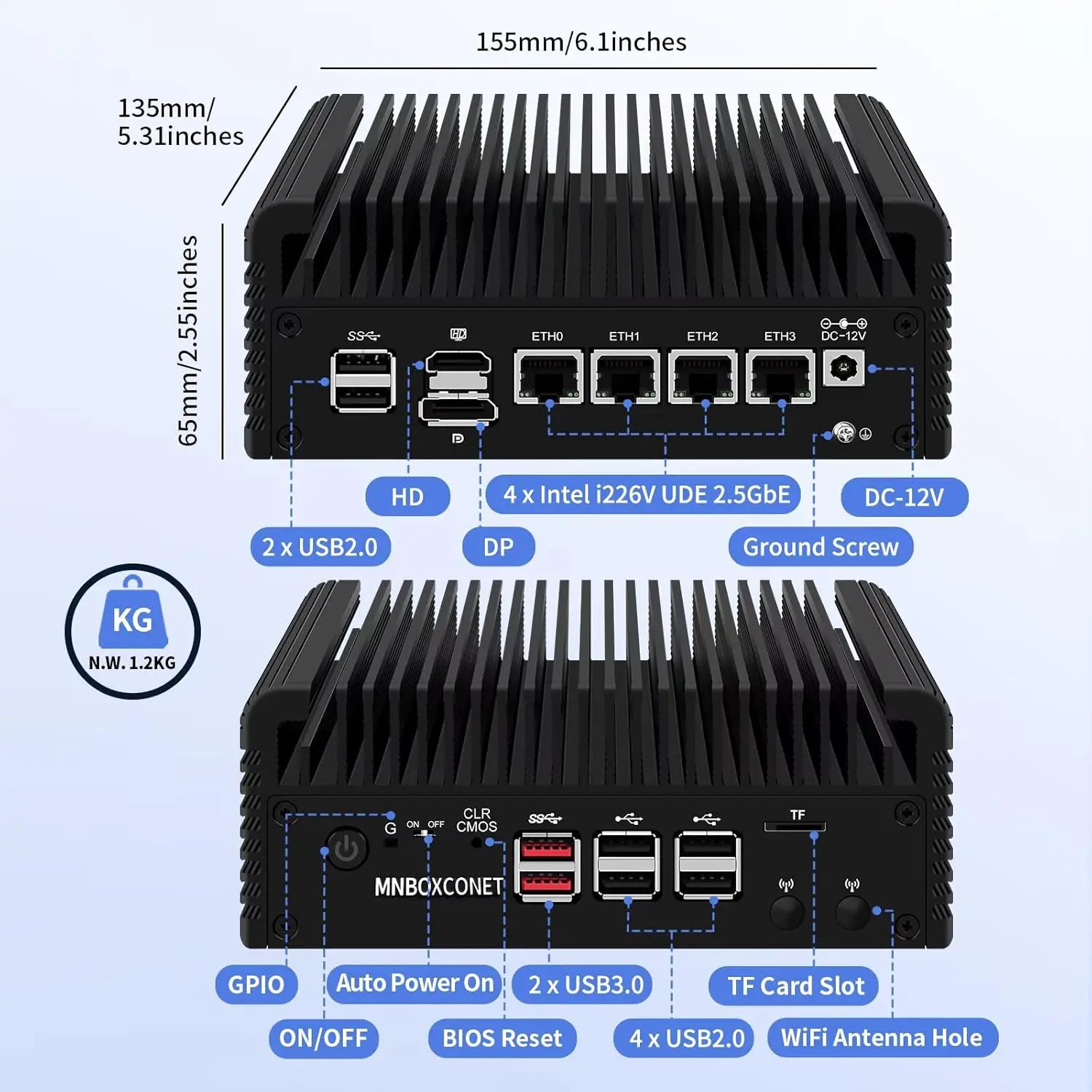 Mnboxconet mini pc n355 брандмауэр без вентилятора (до 3 - Фотография_4