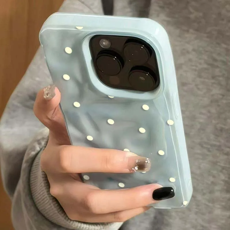 Черный, белый, синий чехол в горошек для iphone 11