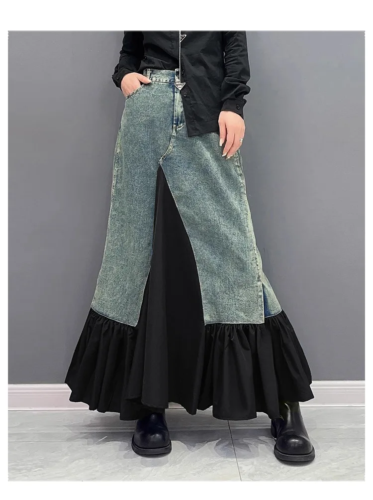 Y2k длинная юбка женская лоскутная - Фотография_6