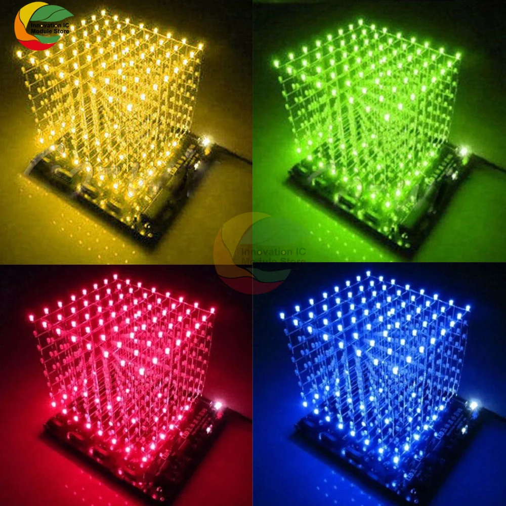 3d 8x8x8 цветной световой куб diy - Фотография_2