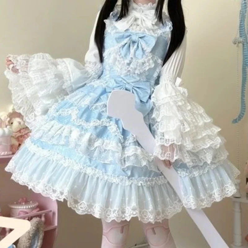 Bow gothic dresses y2k lolita jk - Фотография_6