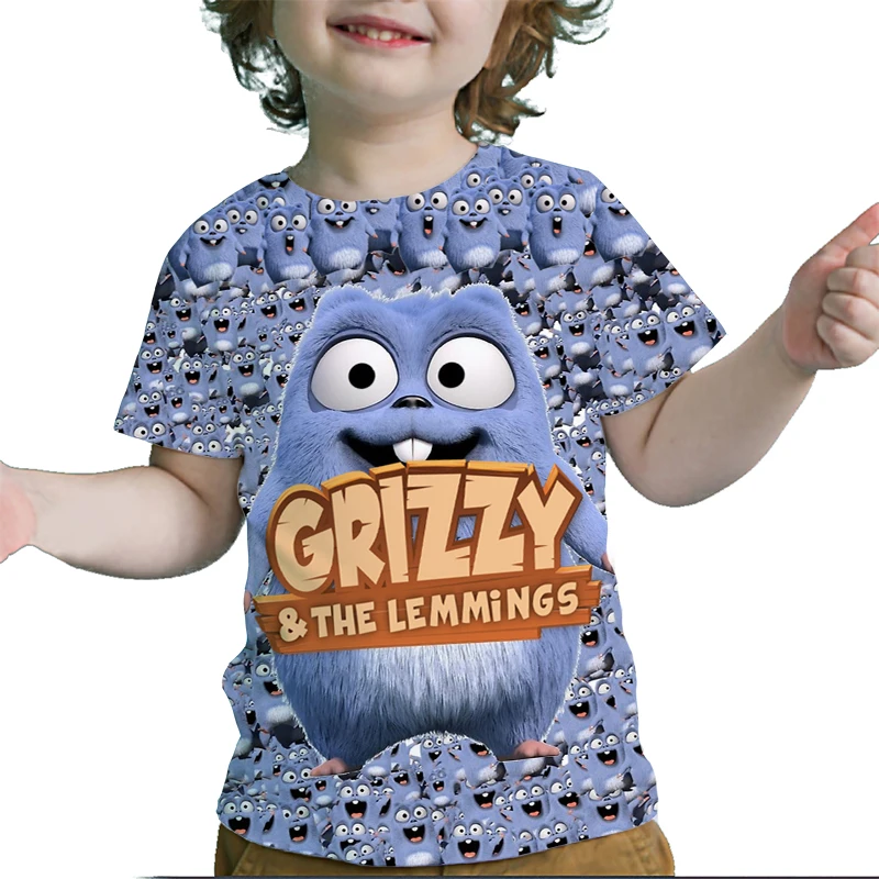 Детские футболки с 3d принтом grizzy and the lemings