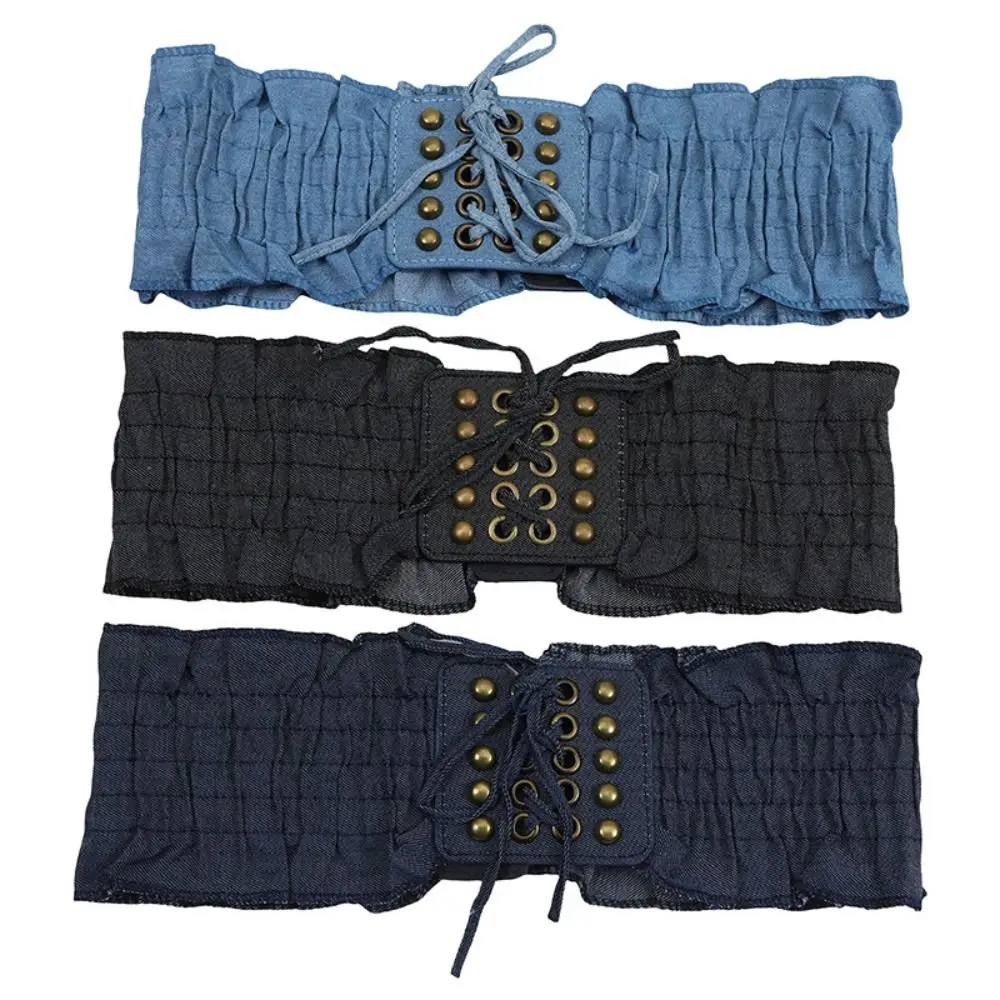 Simple cloth denim stretchy cummerbunds - Фотография_5