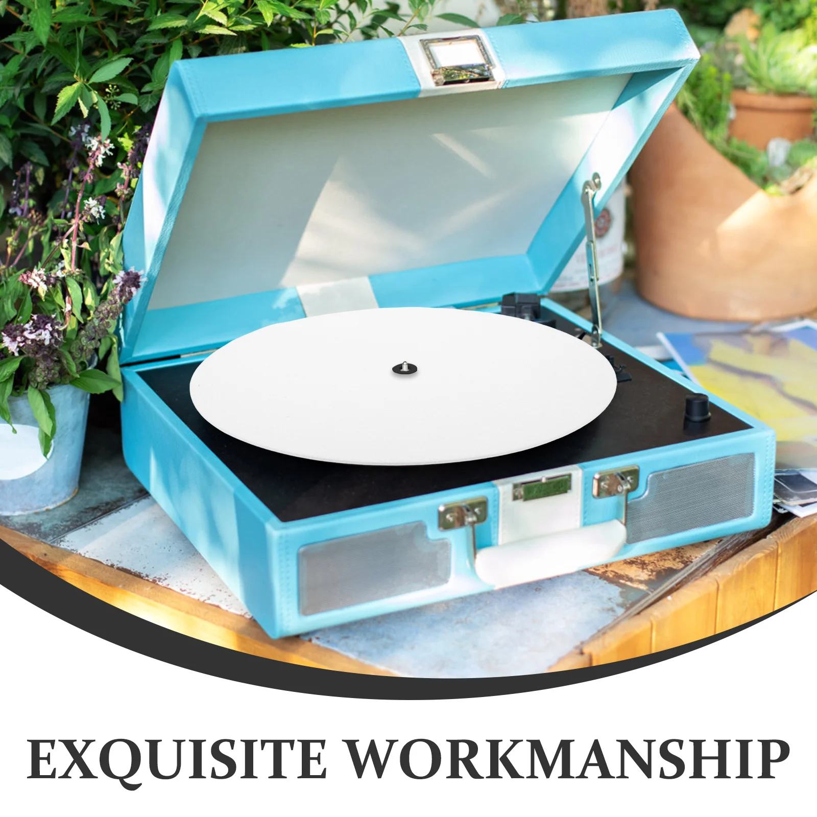 12-дюймовый белый фетровый коврик для проигрывателей виниловых пластинок - Фотография_4