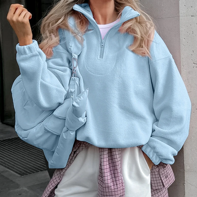 Розовая зимняя флисовая толстовка с капюшоном из ягненка - Фотография_6