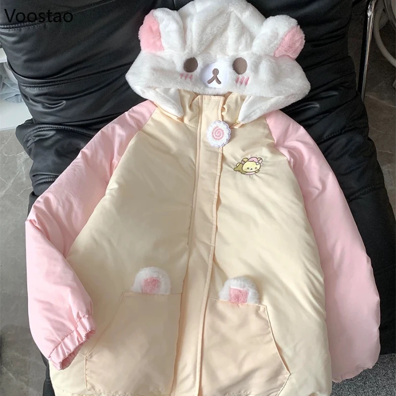 Kawaii зимние парки в стиле лолиты с мультяшной вышивкой - Фотография_3
