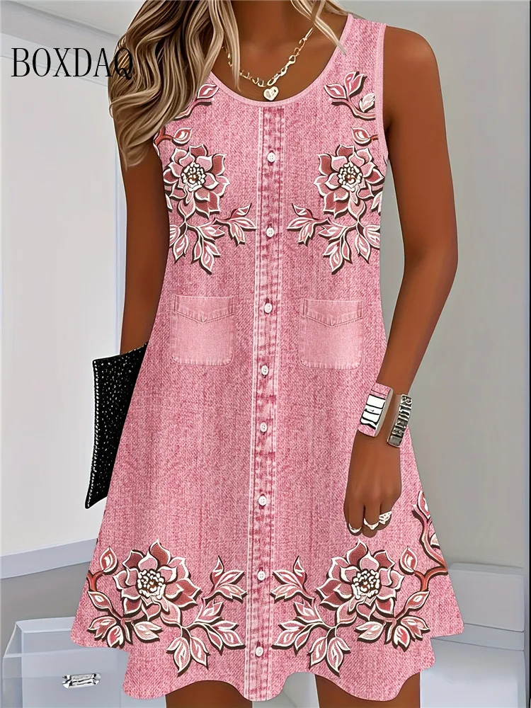 Женское летнее богемное платье без рукавов - Фотография_2