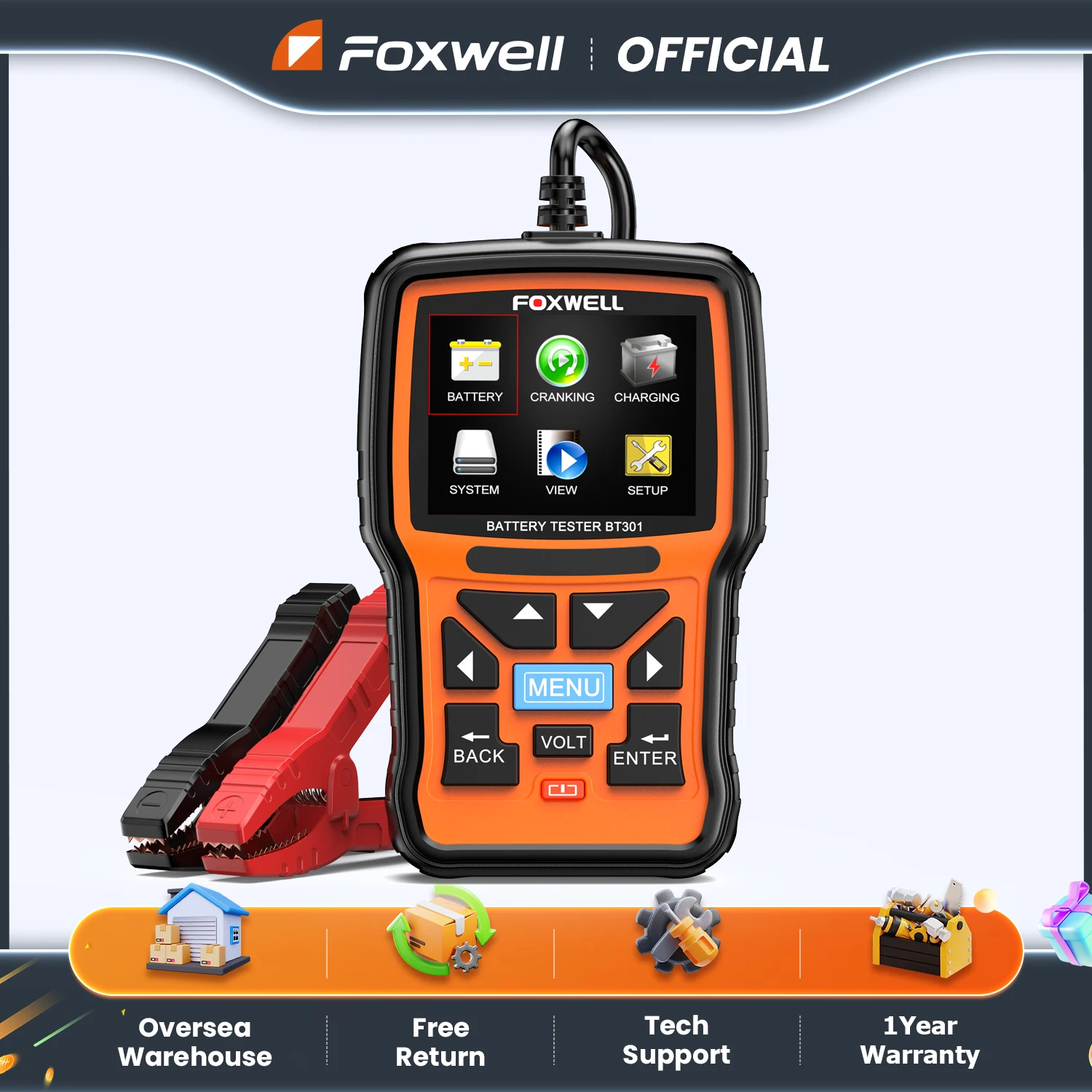 Foxwell bt301 6 в 12 в тестер автомобильного