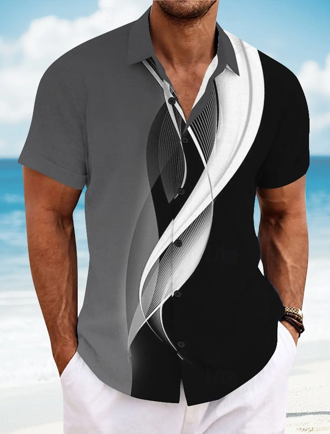 Мужские рубашки с геометрической линией и абстрактным искусством