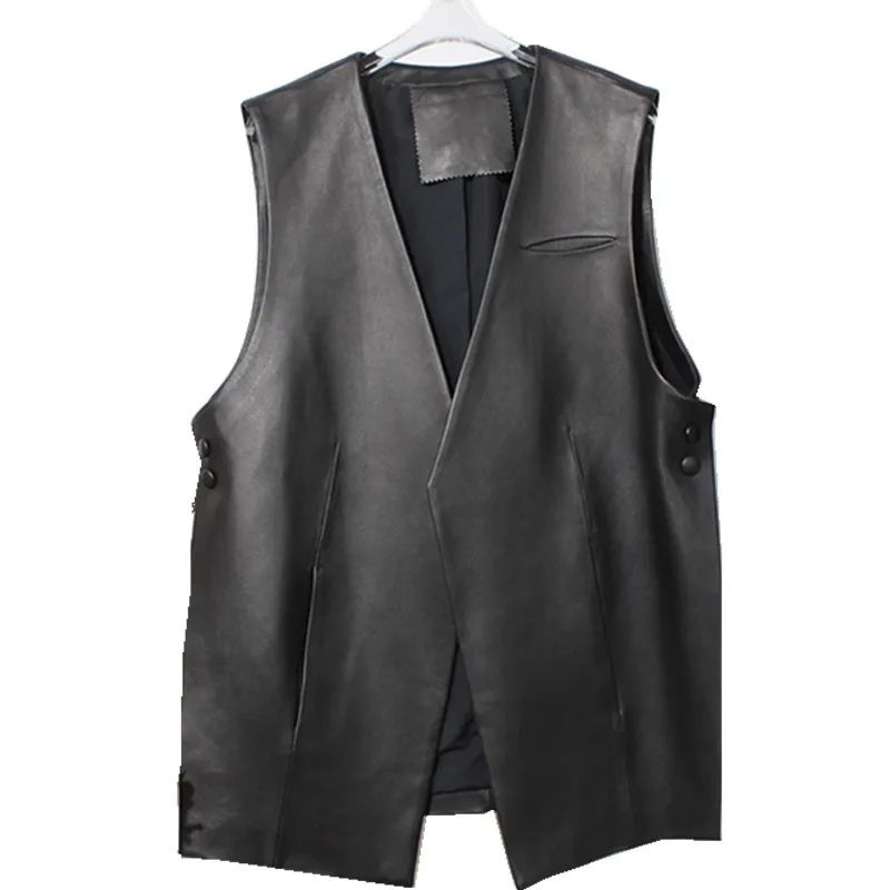 Женский кожаный жилет из овчины без рукавов - Фотография_6