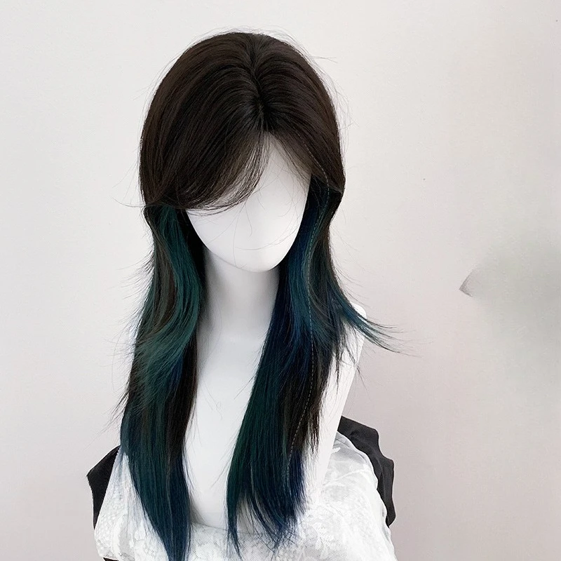 Парик женский, сине-зеленый