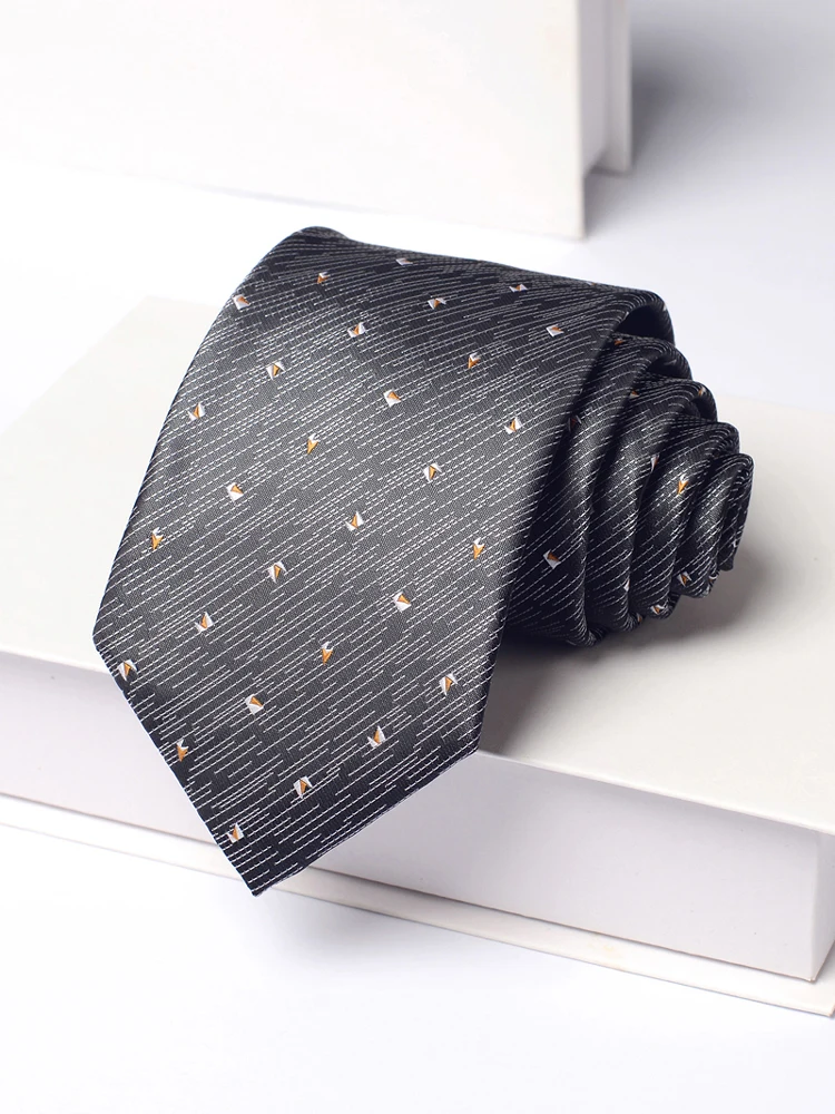 Высококачественный серый полосатый галстук с каплями дождя для мужчин
