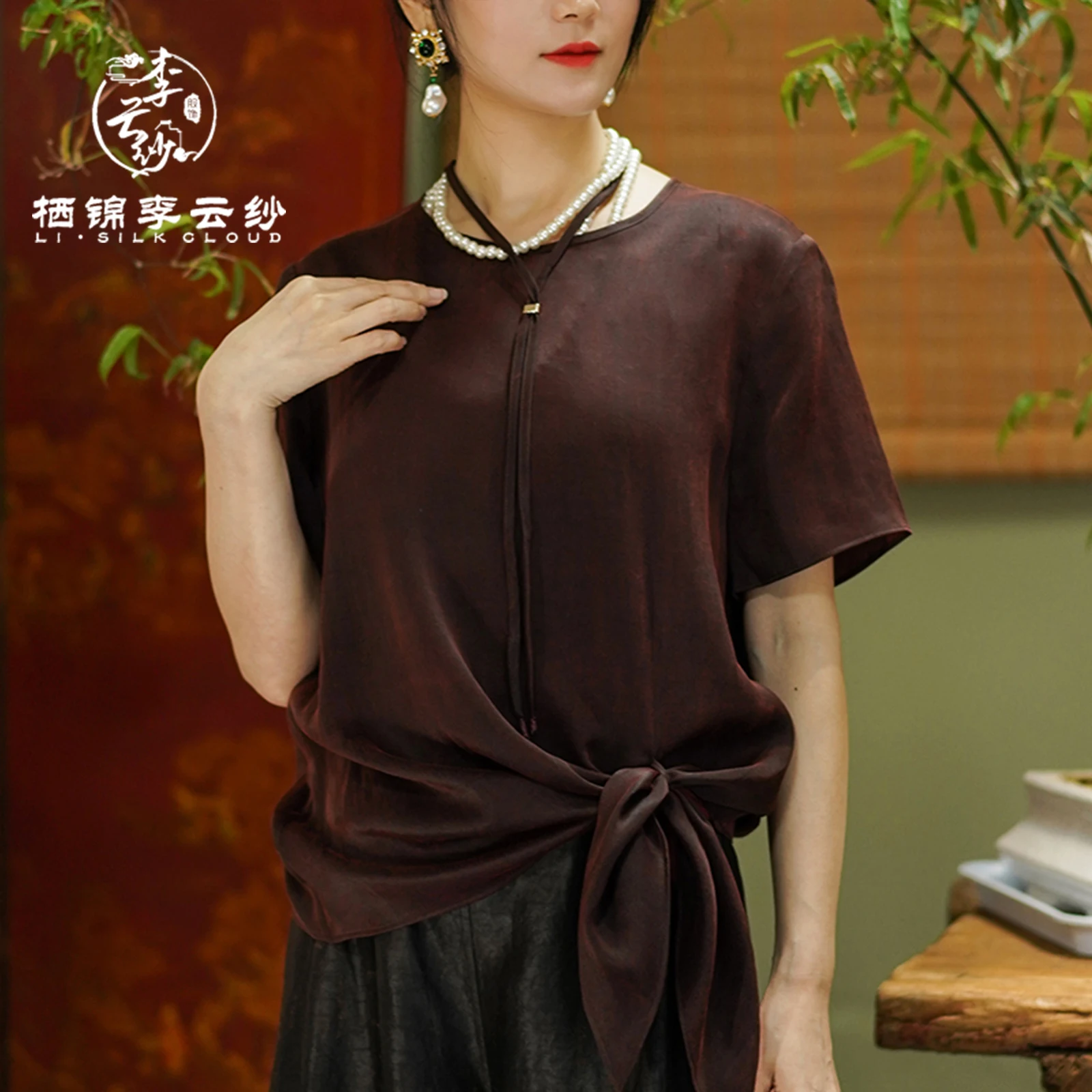 Li silk cloud блузка с короткими - Фотография_2