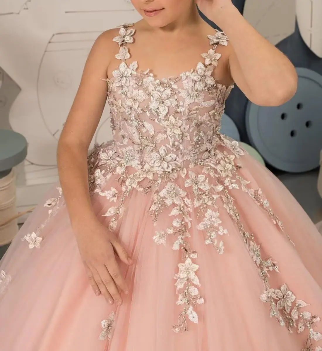 Тюлевые платья с цветочным узором для девочек на свадьбу - Фотография_4