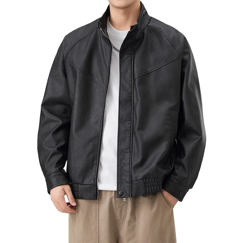 Мужские куртки, осенняя новая кожаная - Фотография_2