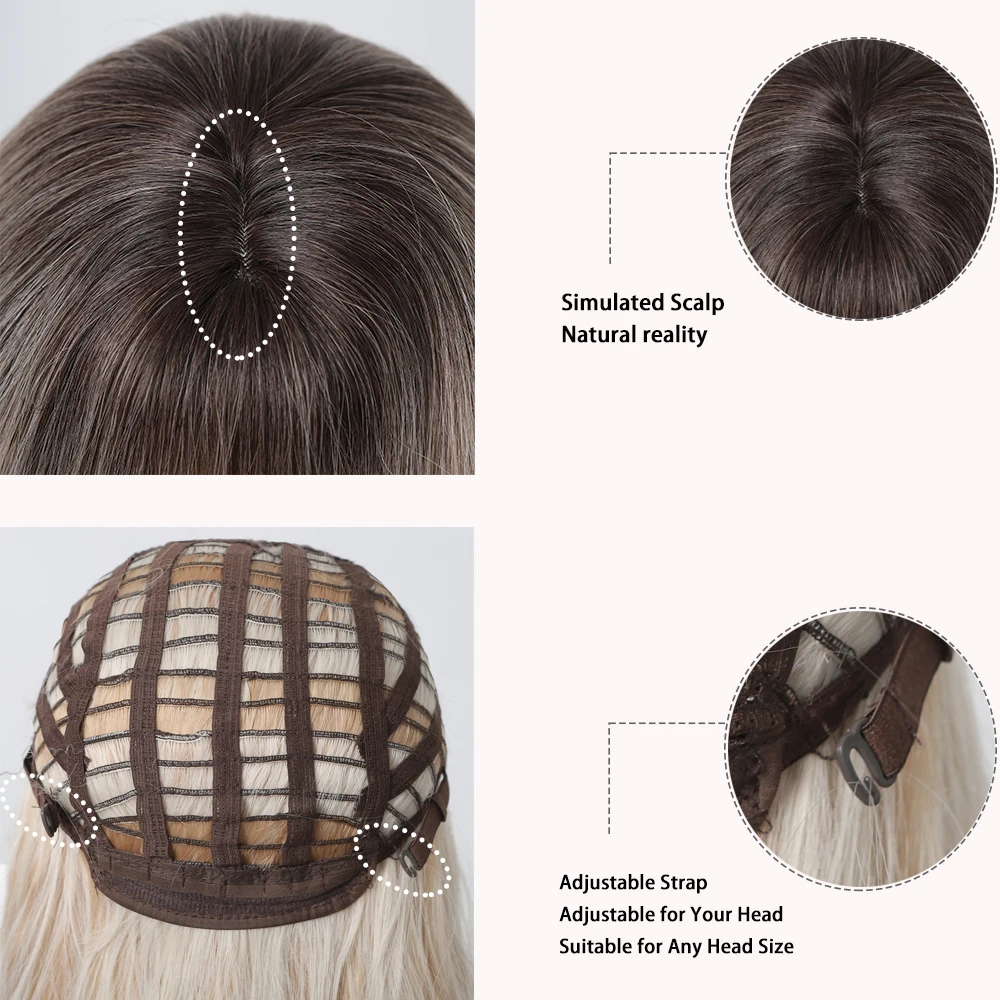 Длинные светлые коричневые синтетические парики с эффектом омбре - Фотография_2