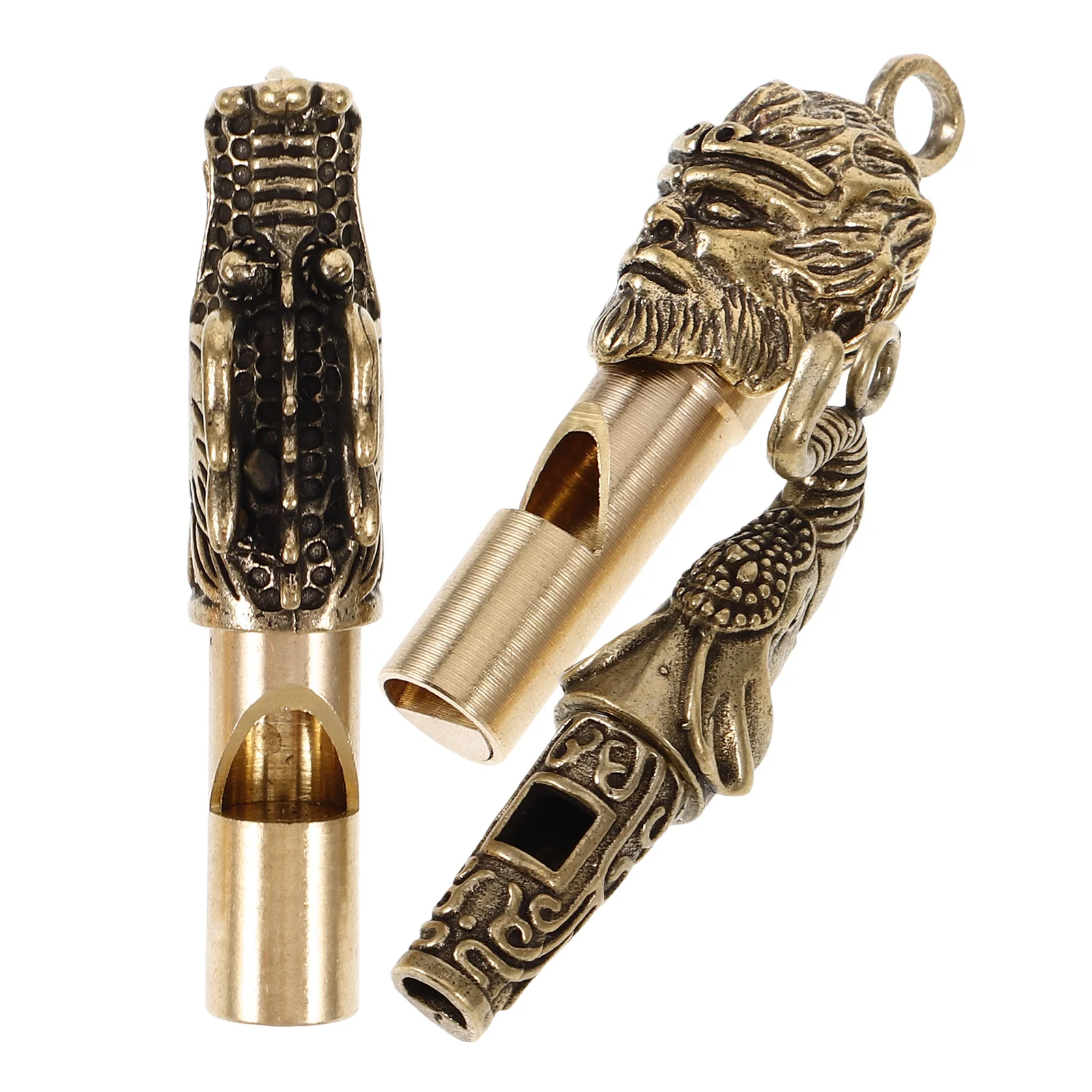 Медный брелок мини портативный аварийный свисток для кемпинга - Фотография_4