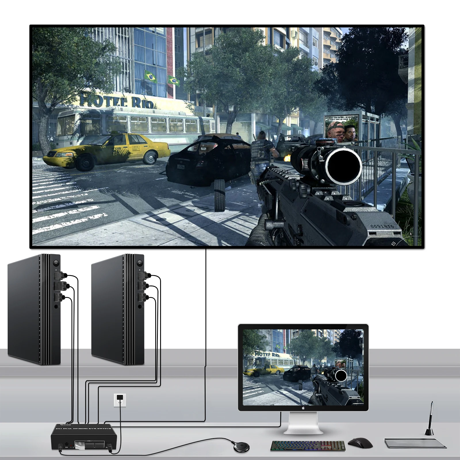 2x1 kvm-переключатель с двумя мониторами - Фотография_3