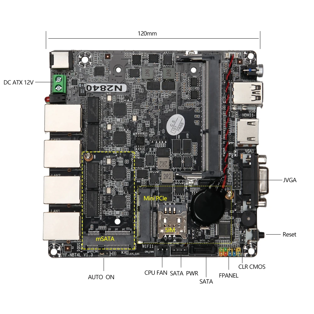 120x120 мм mini itx x86 пк материнская плата intel celeron n2830 cpu 4x 2 - Фотография_5