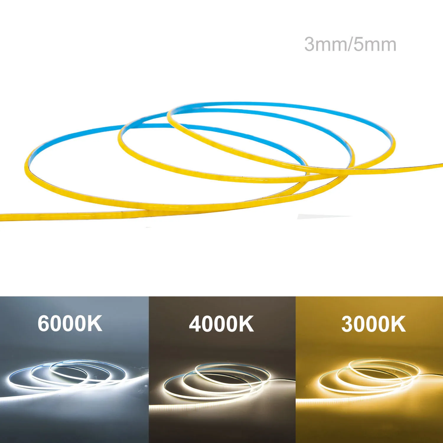 Dc12v 3 мм 5 мм cob световые ленты с регулируемой яркостью - Фотография_2