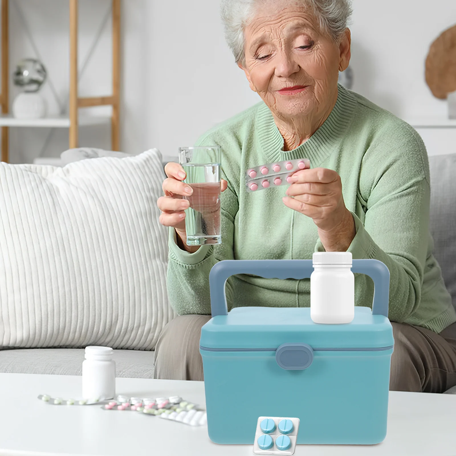 Органайзер для хранения лекарств большой емкости с ручкой - Фотография_6