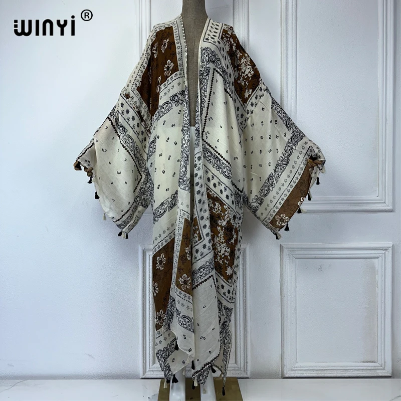 Winyi boho кимоно с принтом женское