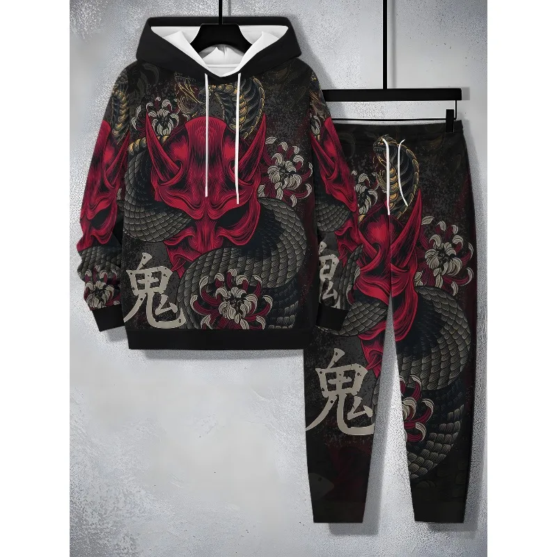 Мужская толстовка с капюшоном и брюками с 3d-принтом - Фотография_5