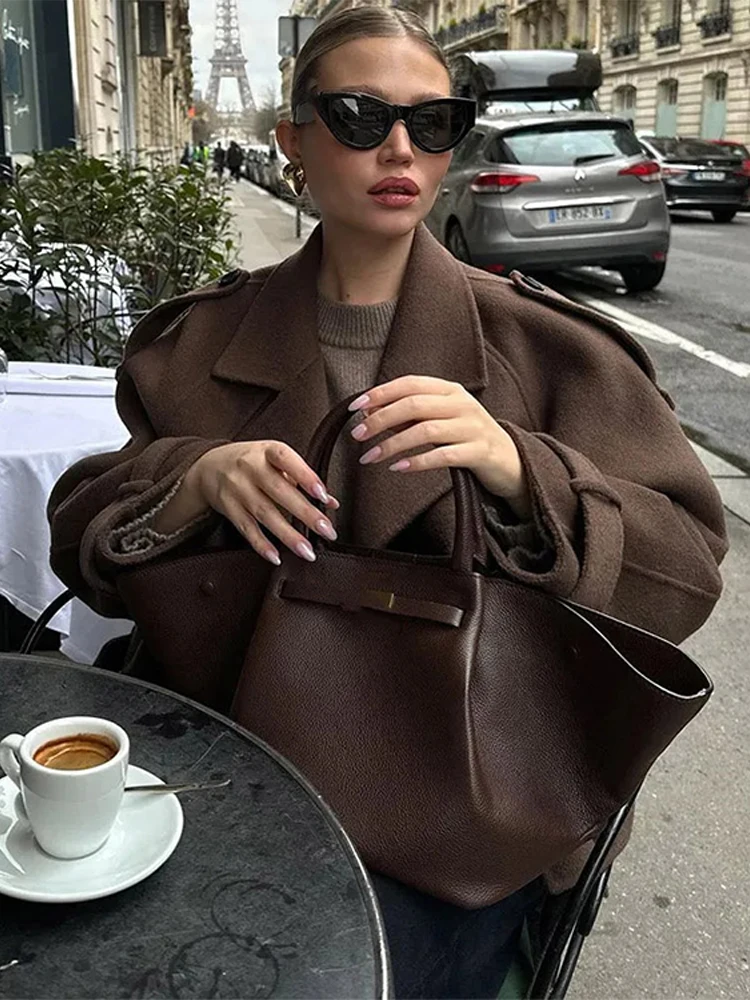 Винтажное коричневое шерстяное пальто - Фотография_3