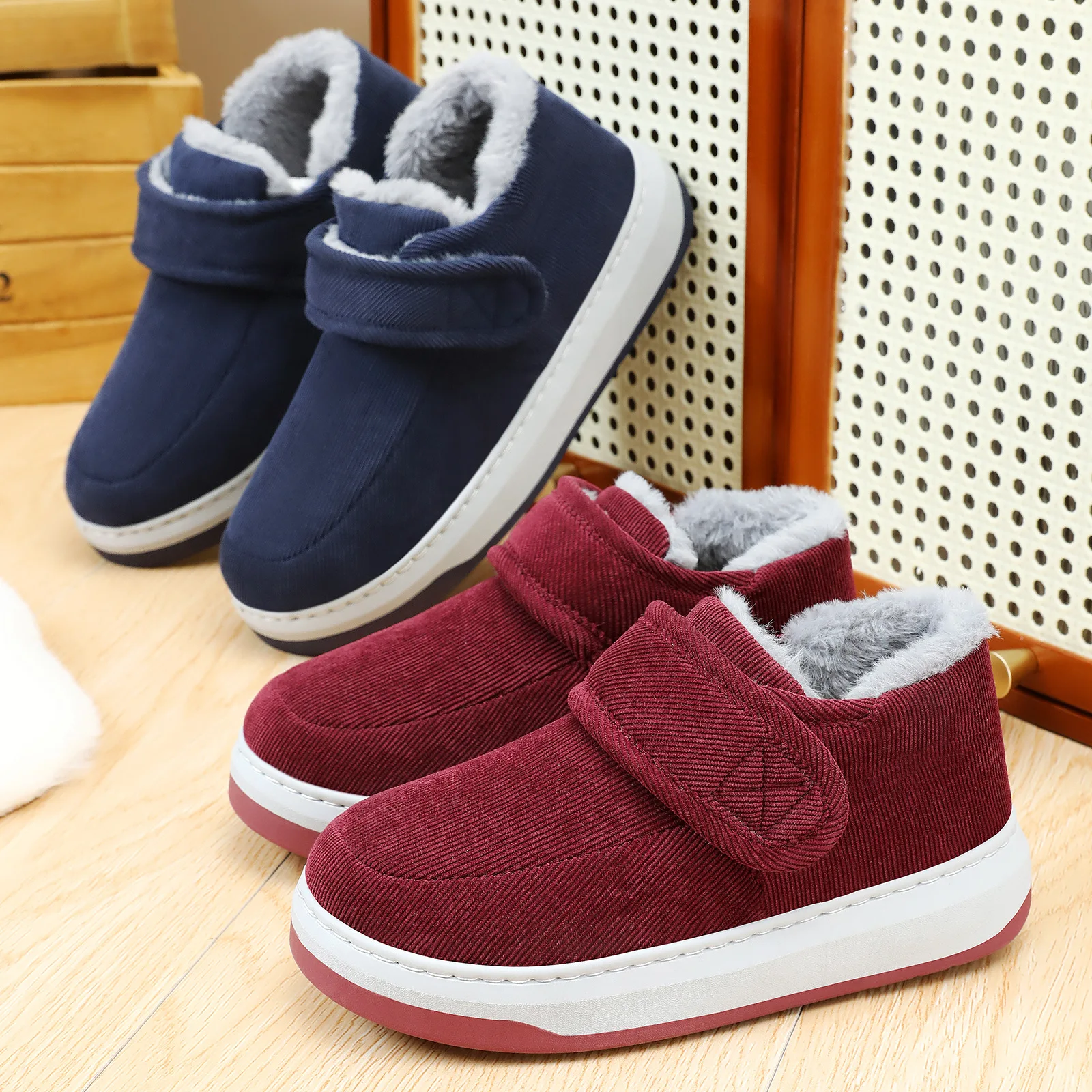 Мужская зимняя хлопковая обувь ручной работы с высоким берцем - Фотография_4