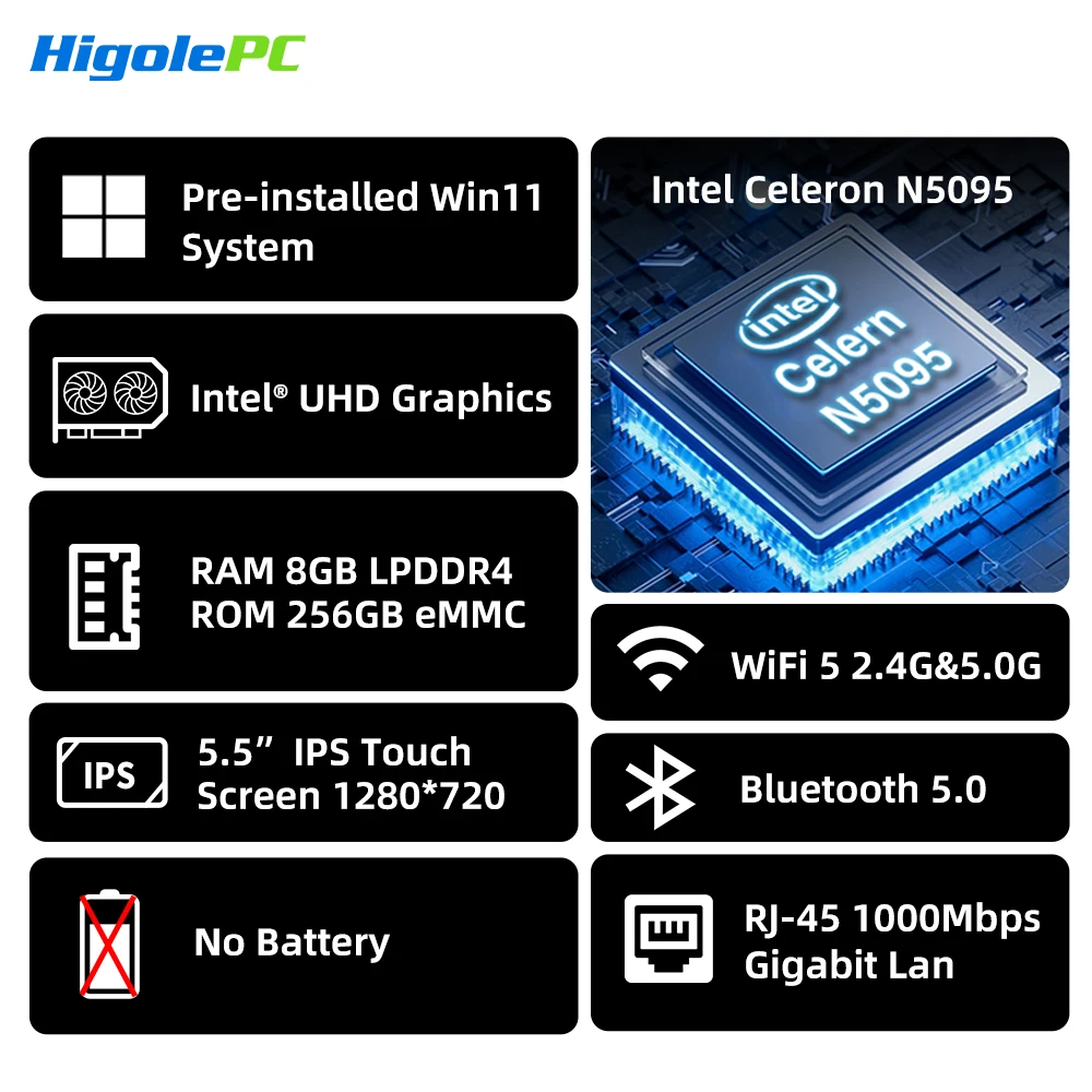 Мини-пк higole gole 2 pro без аккумулятора с экраном 5 - Фотография_2