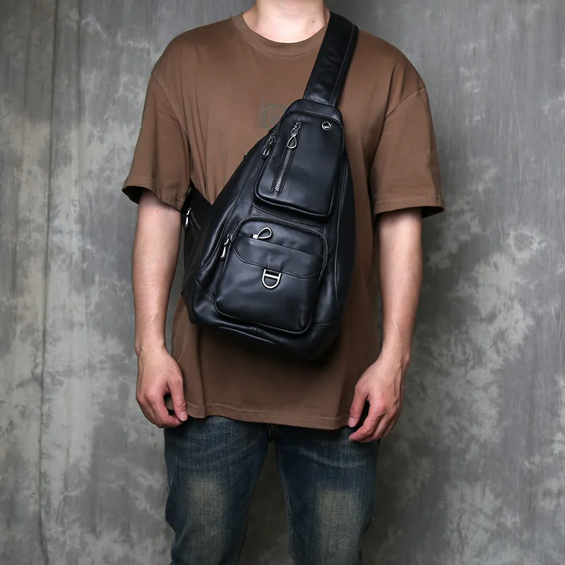 Нагрудная сумка большой емкости из воловьей кожи