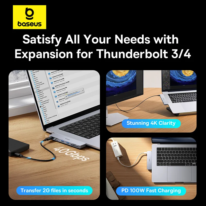 Baseus dual usb-c hub to hdmi-совместимый - Фотография_3
