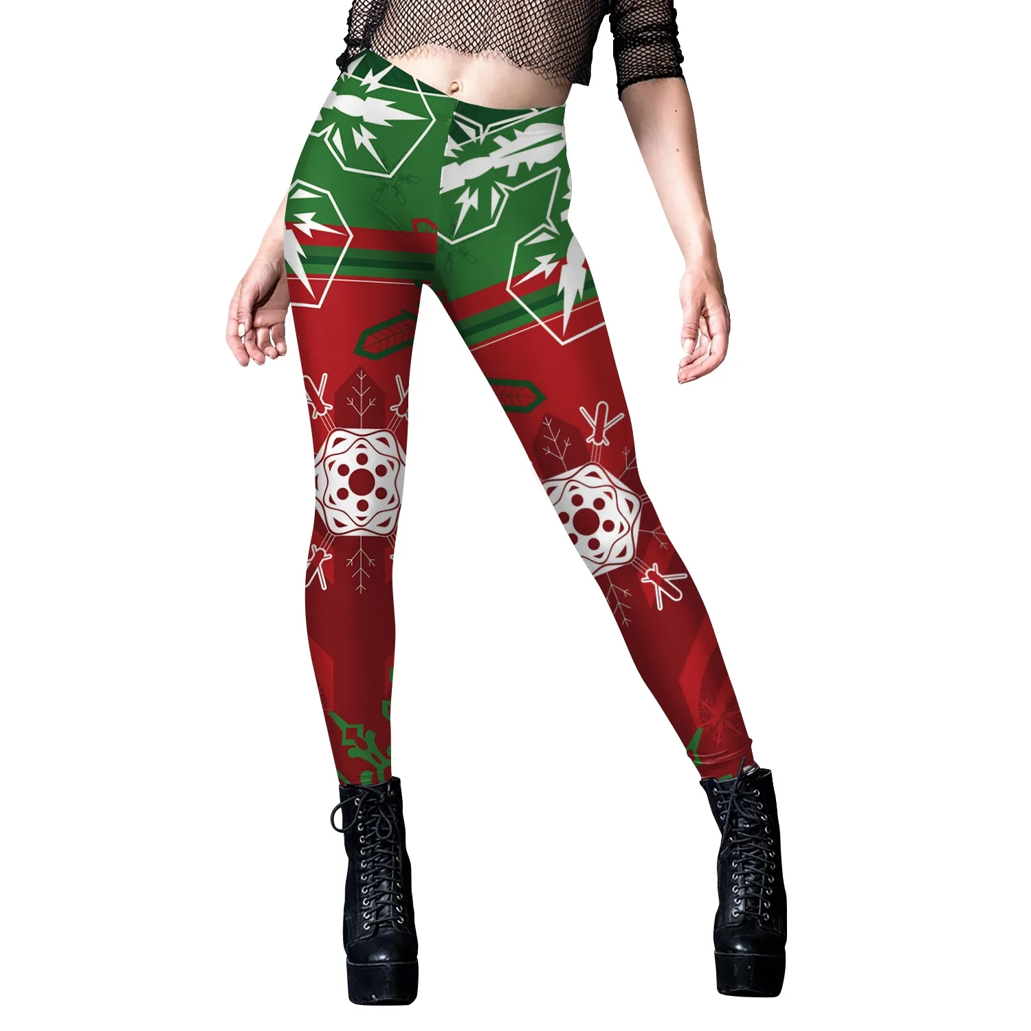 Женские брюки для йоги с рисунком рождественской елки - Фотография_5