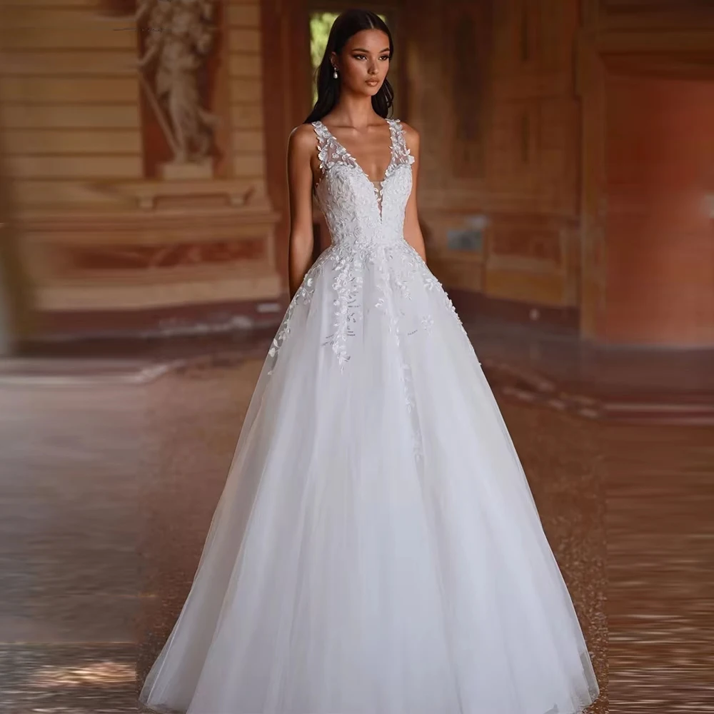 Сексуальные женские свадебные платья с v-образным вырезом