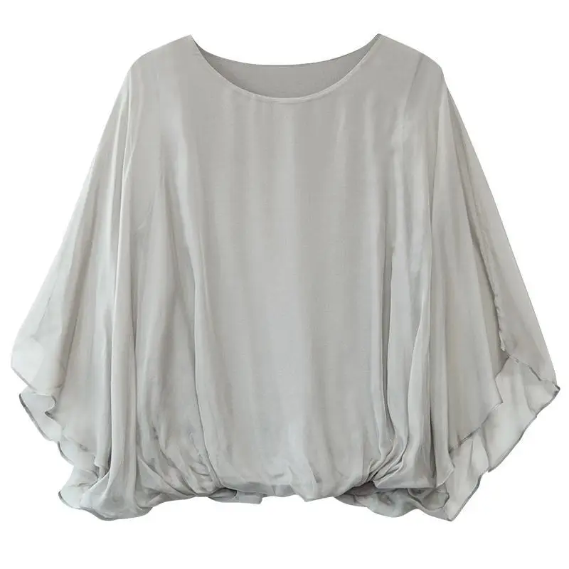 Новая летняя модная блузка три четверти с круглым вырезом - Фотография_4