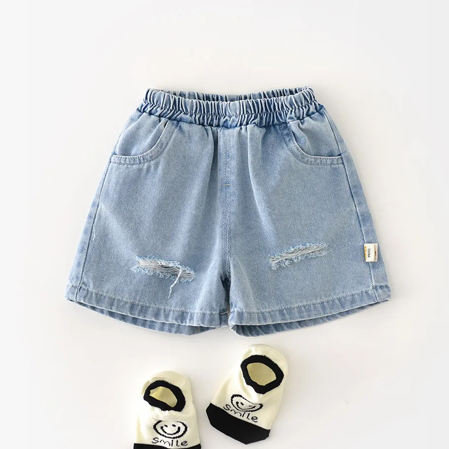 Модные детские рваные джинсовые шорты унисекс для новорожденных