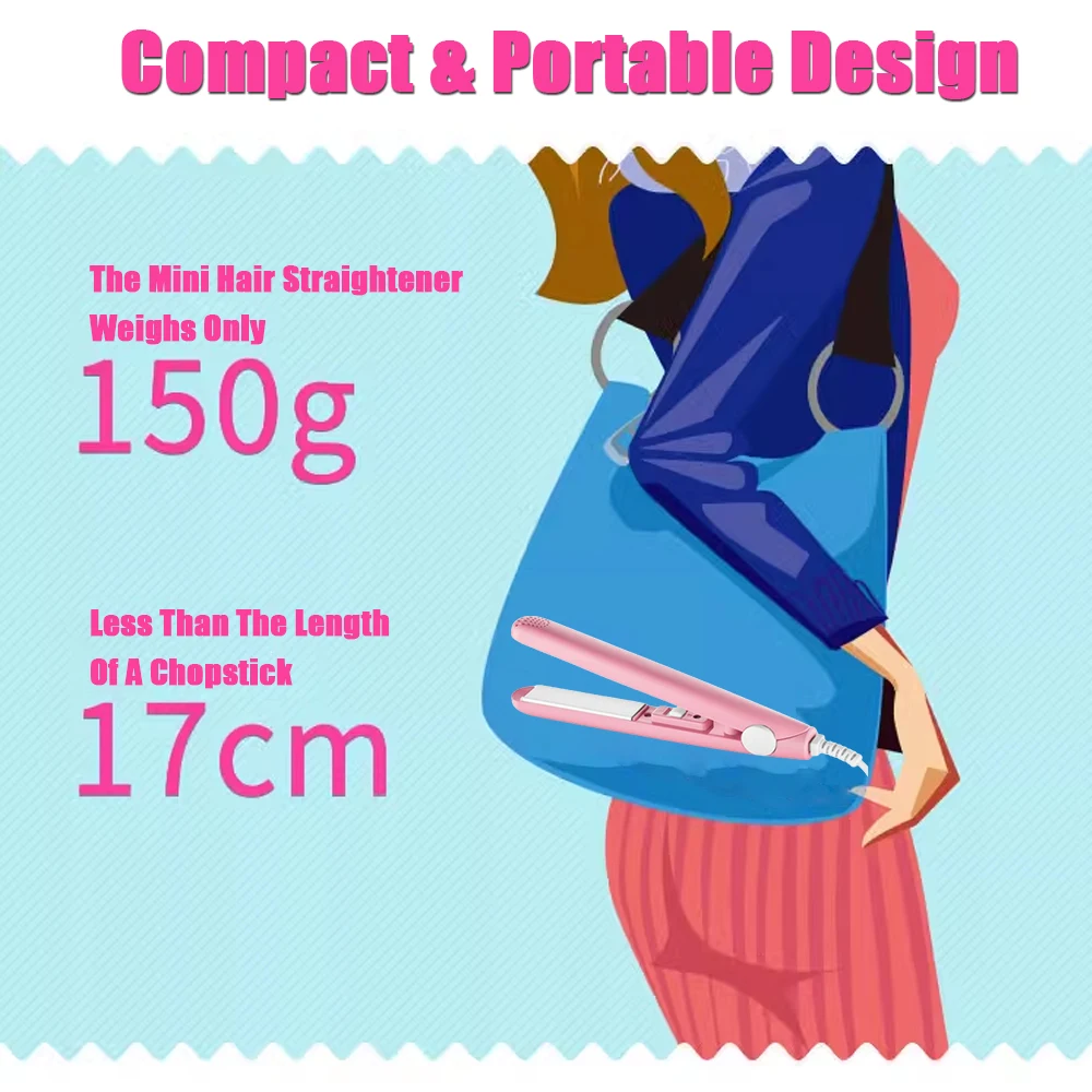 Розовый керамический выпрямитель для волос с утюгом для гладкой отделки - Фотография_6