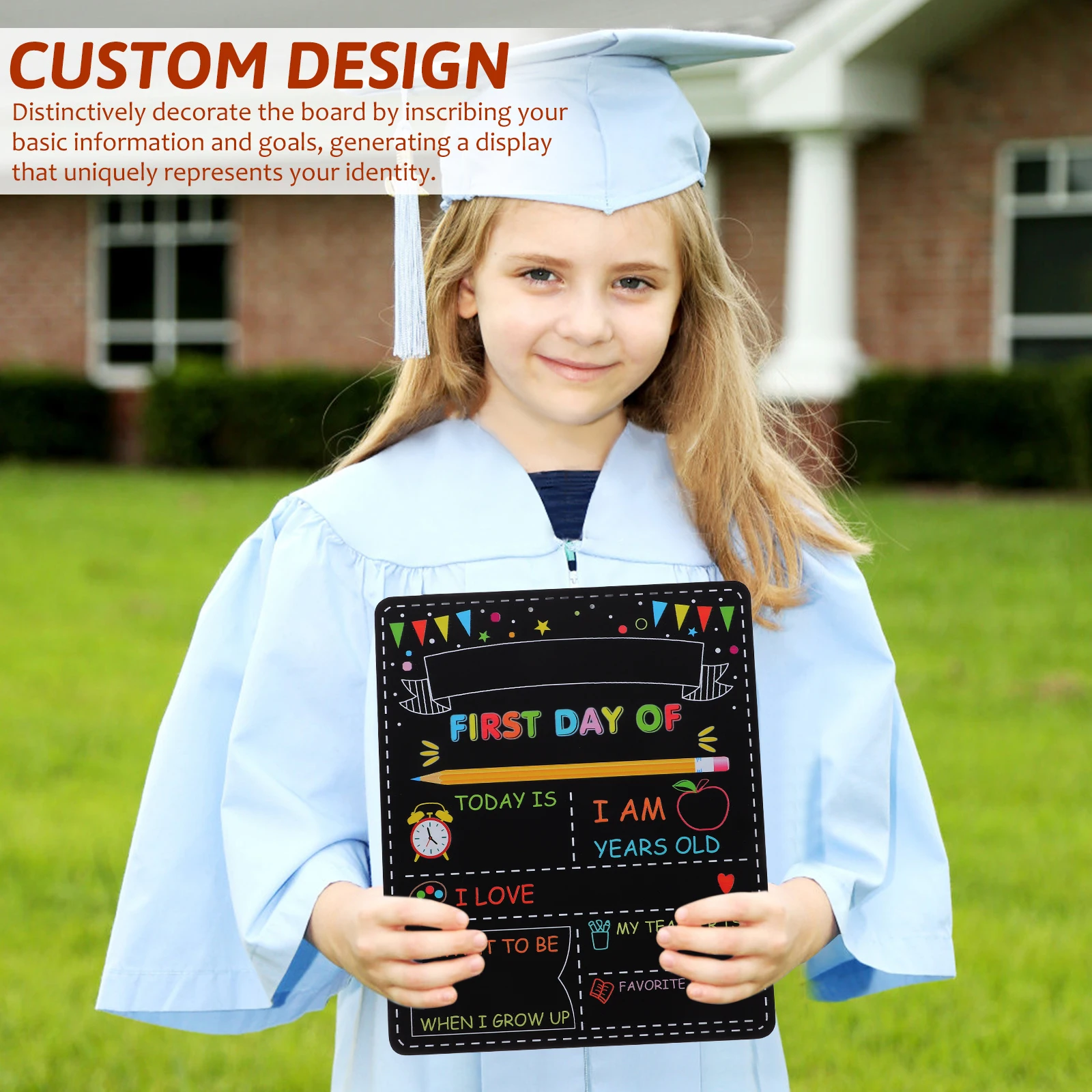 Двусторонняя деревянная вывеска на классе «снова в школу» - Фотография_4