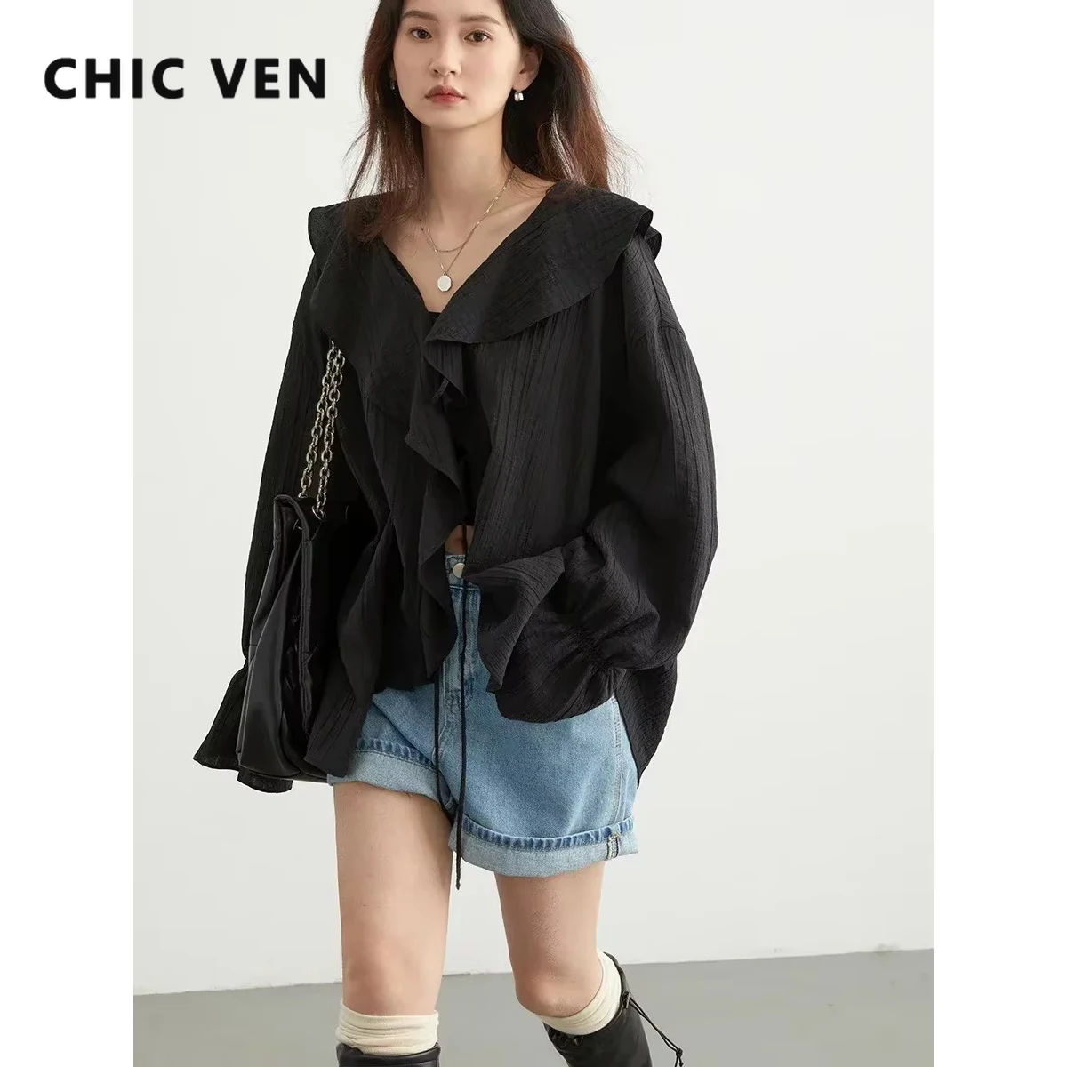 Chic ven женская рубашка свободные