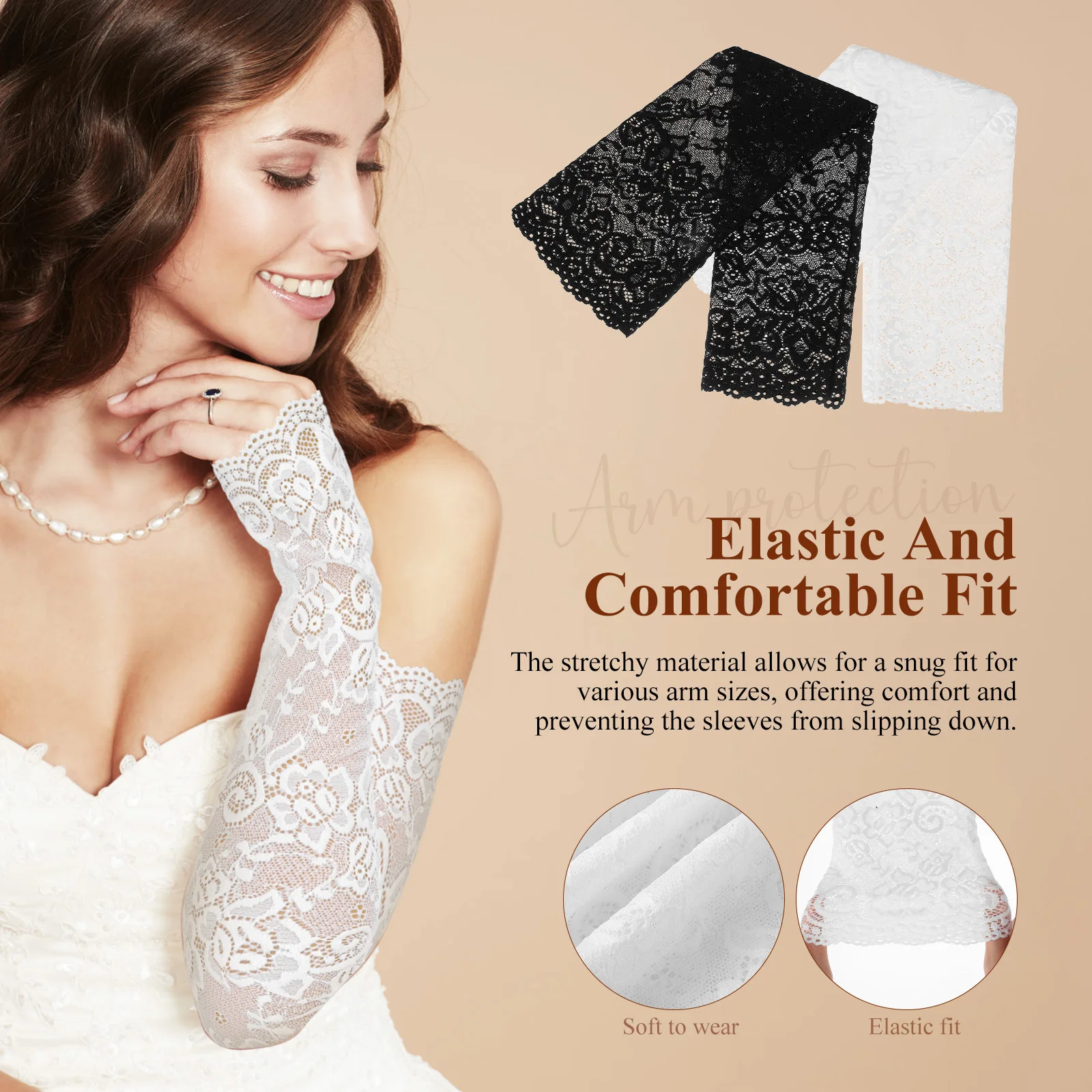 2 пары кружевных рукавов с цветочным дизайном - Фотография_4