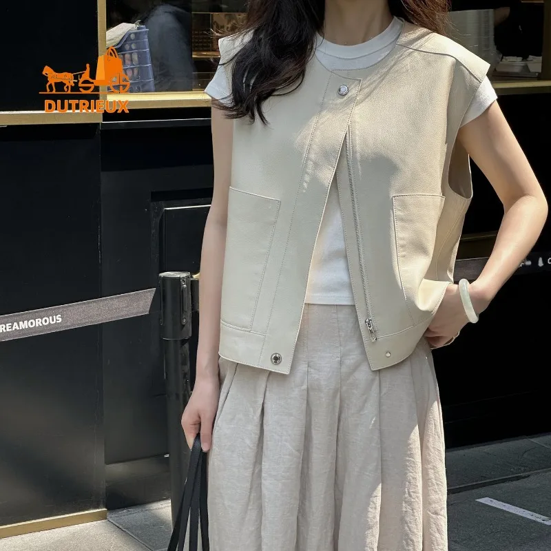 Высококачественный белый жилет из шкуры ягненка