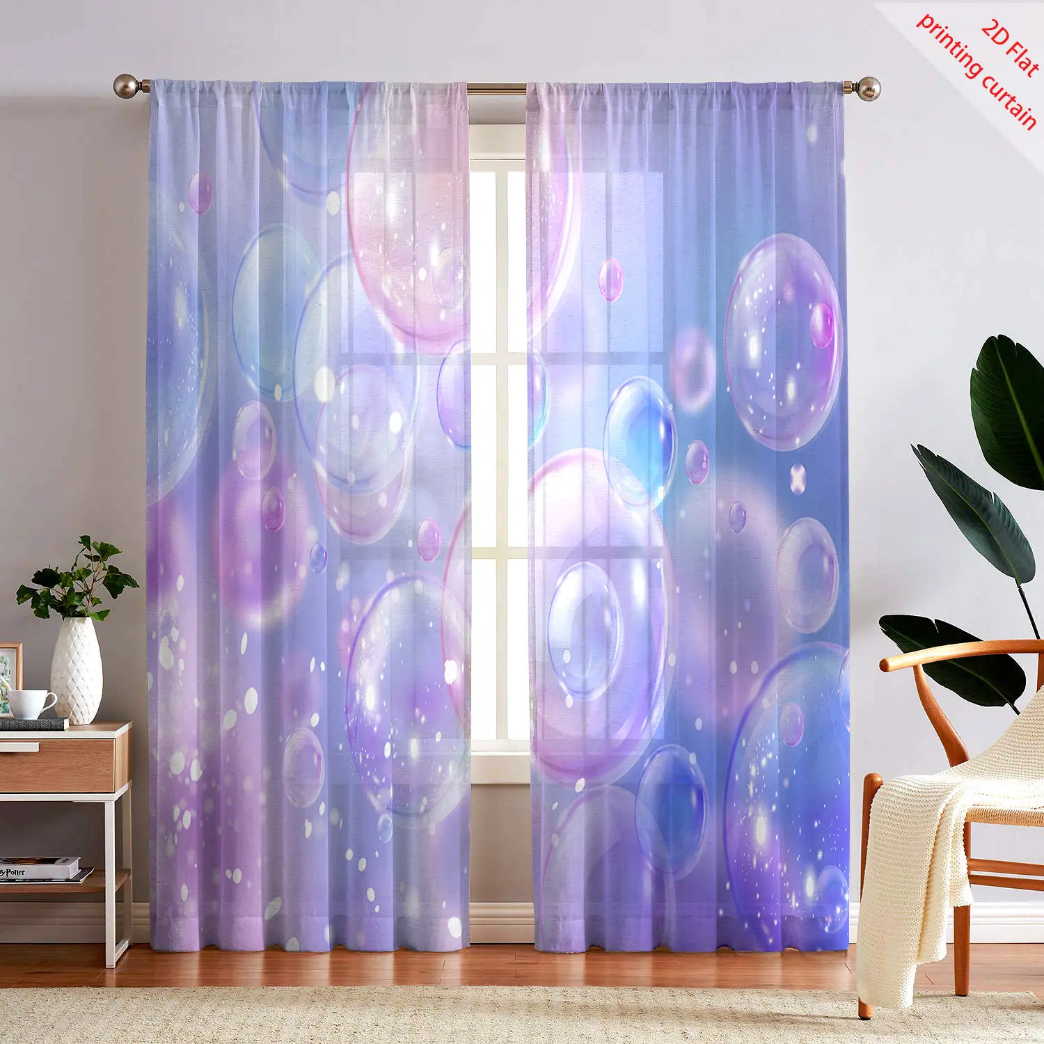 Мечтательная марлевая занавеска с принтом пузырей