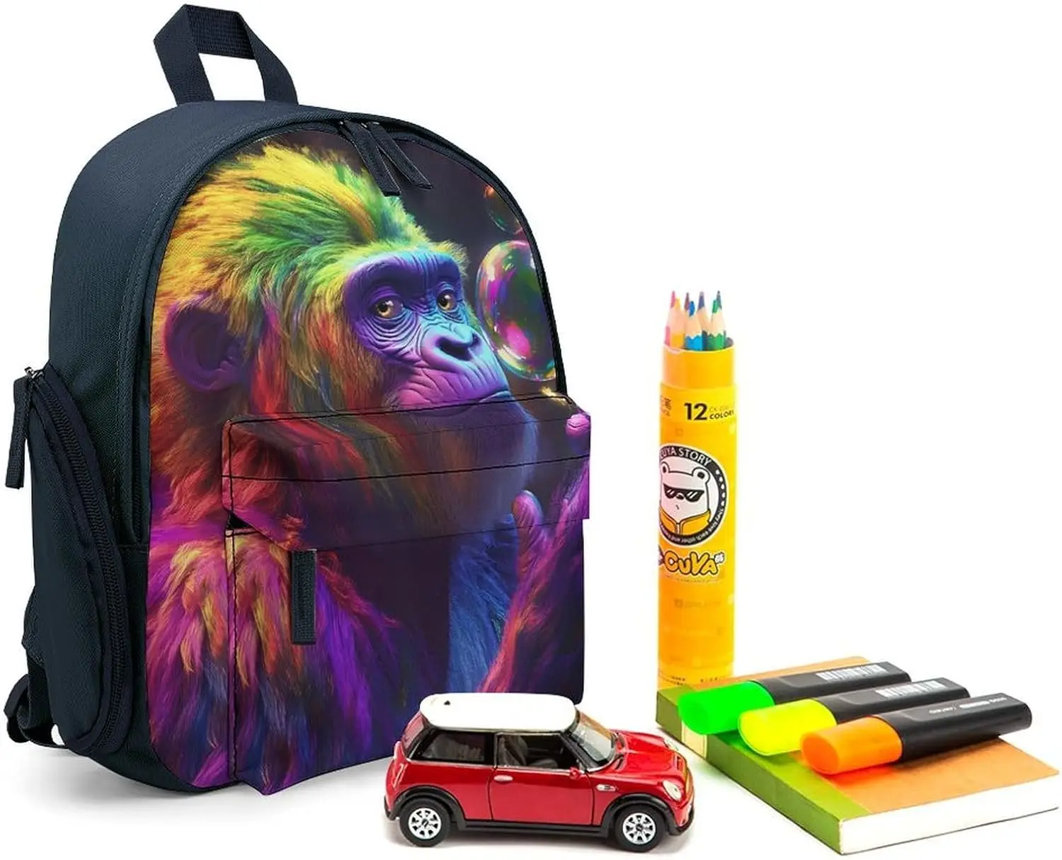 Красочный дорожный рюкзак для ноутбука с изображением шимпанзе и обезьяны - Фотография_3