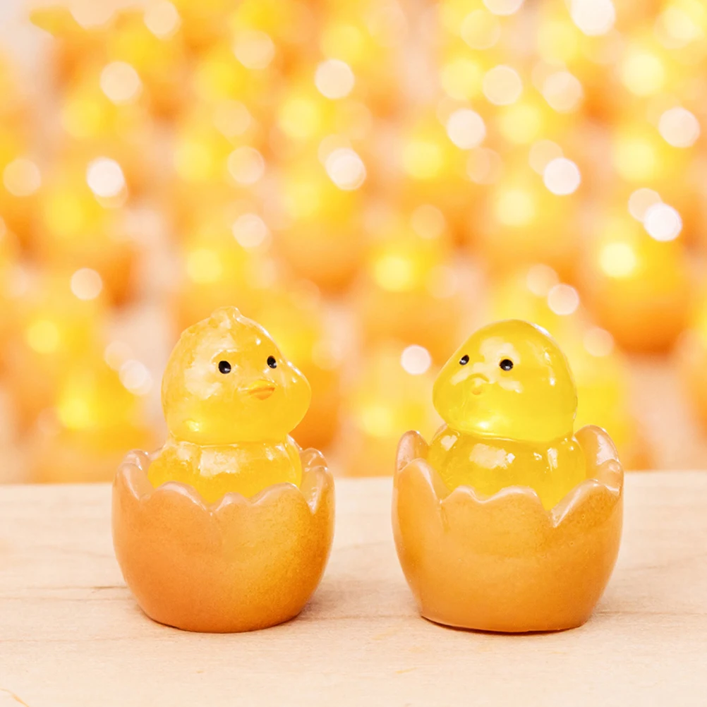 Миниатюрные смоляные светящиеся статуи цыплят-утки