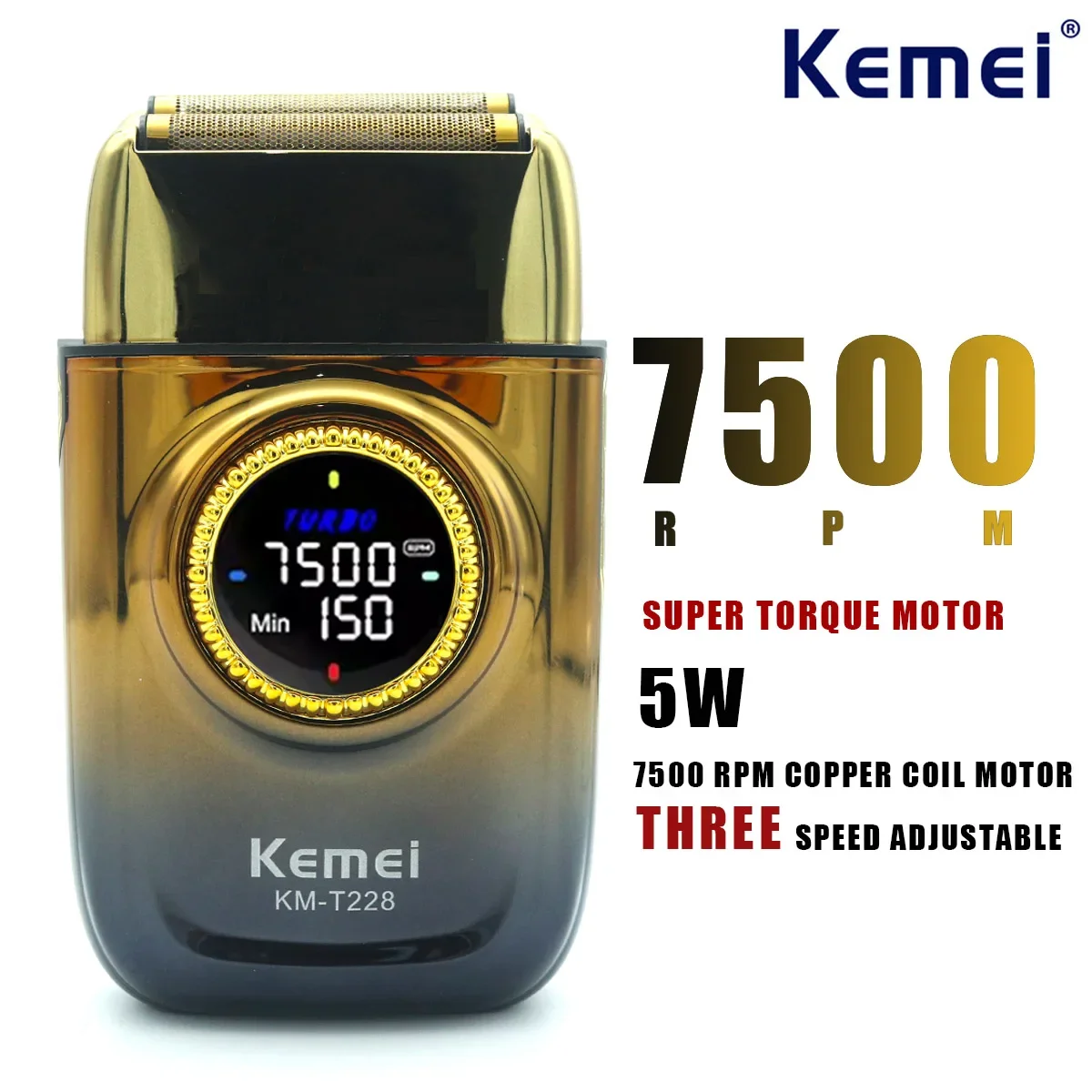 Kemei km-t228 мужской станок для бритья со светодиодным дисплеем - Фотография_2