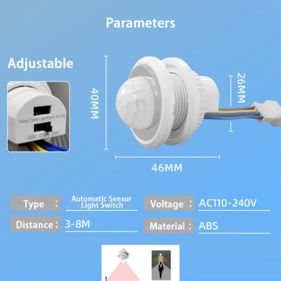 Ac 85-265v pir датчик обнаружения - Фотография_2